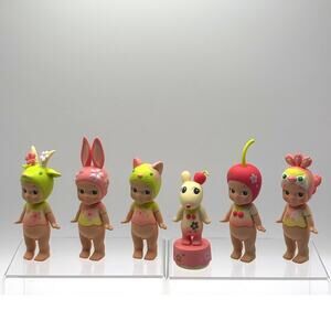 Set of 6 New Unbranded Collectible Mini Figures, Spring Cherry Costumes, Open Bx